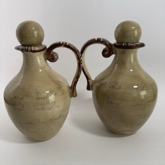 Tabletops Unlimited Bora Bora (2) Oil Or Vinegar Cruet and Stopper Palm Trees - Picture 5 of 16